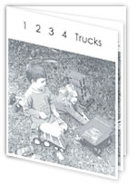 One Two Three Four Trucks - Print out black and white book for coloring in