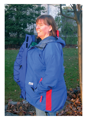 Jennifer, modeling the first Gore-tex insert prototype