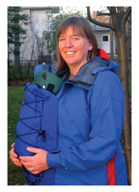 Jennifer, modeling the first Gore-tex insert prototype